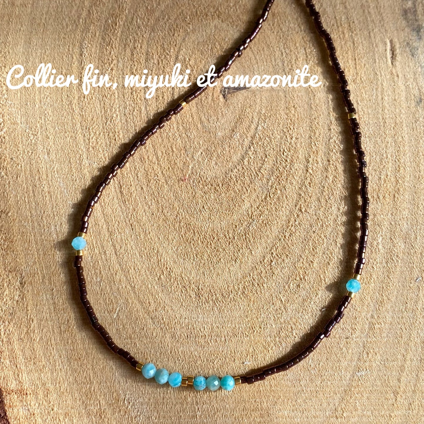 Collier perles de rocailles et perles amazonite