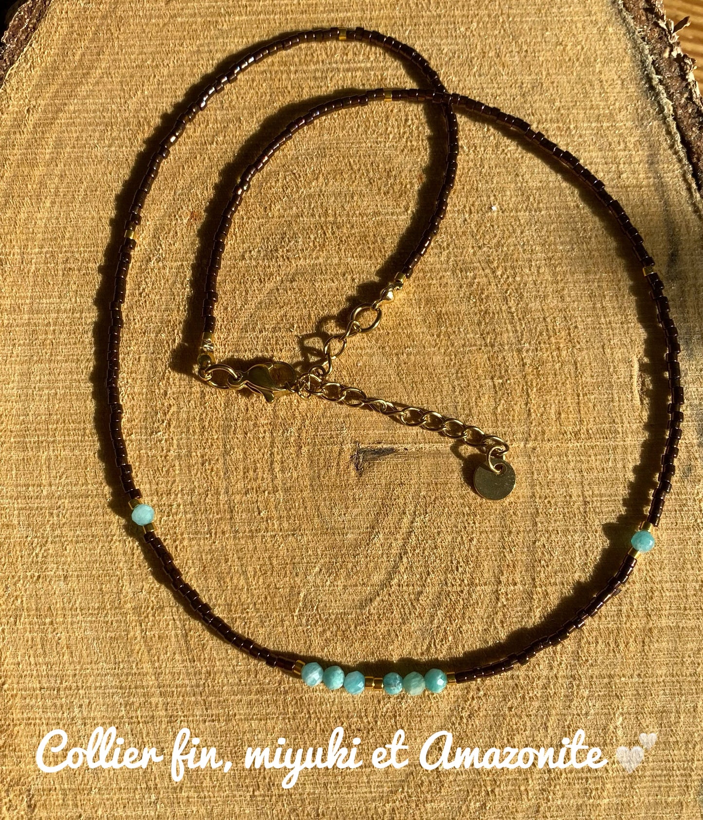 Collier perles de rocailles et perles amazonite
