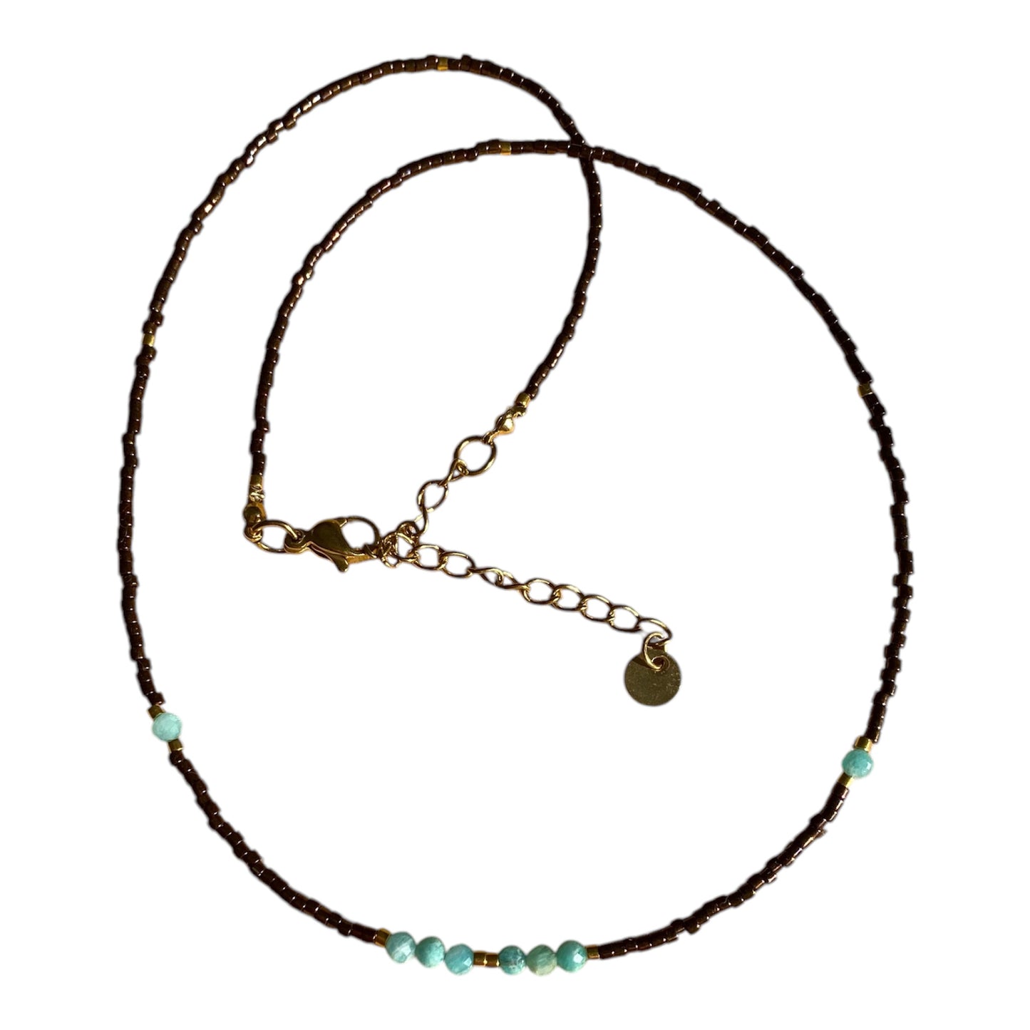 Collier perles de rocailles et perles amazonite