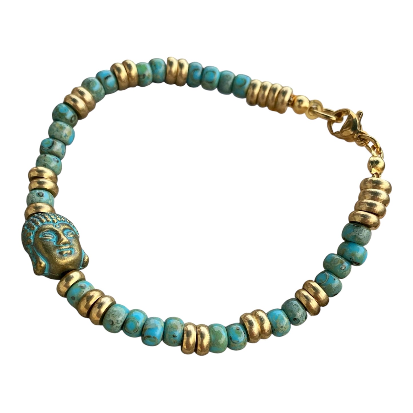 Bracelet Bouddha perles rocailles bleues