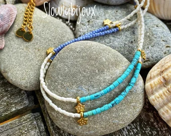 Collier de perles miyuki et perles turquoise africaine