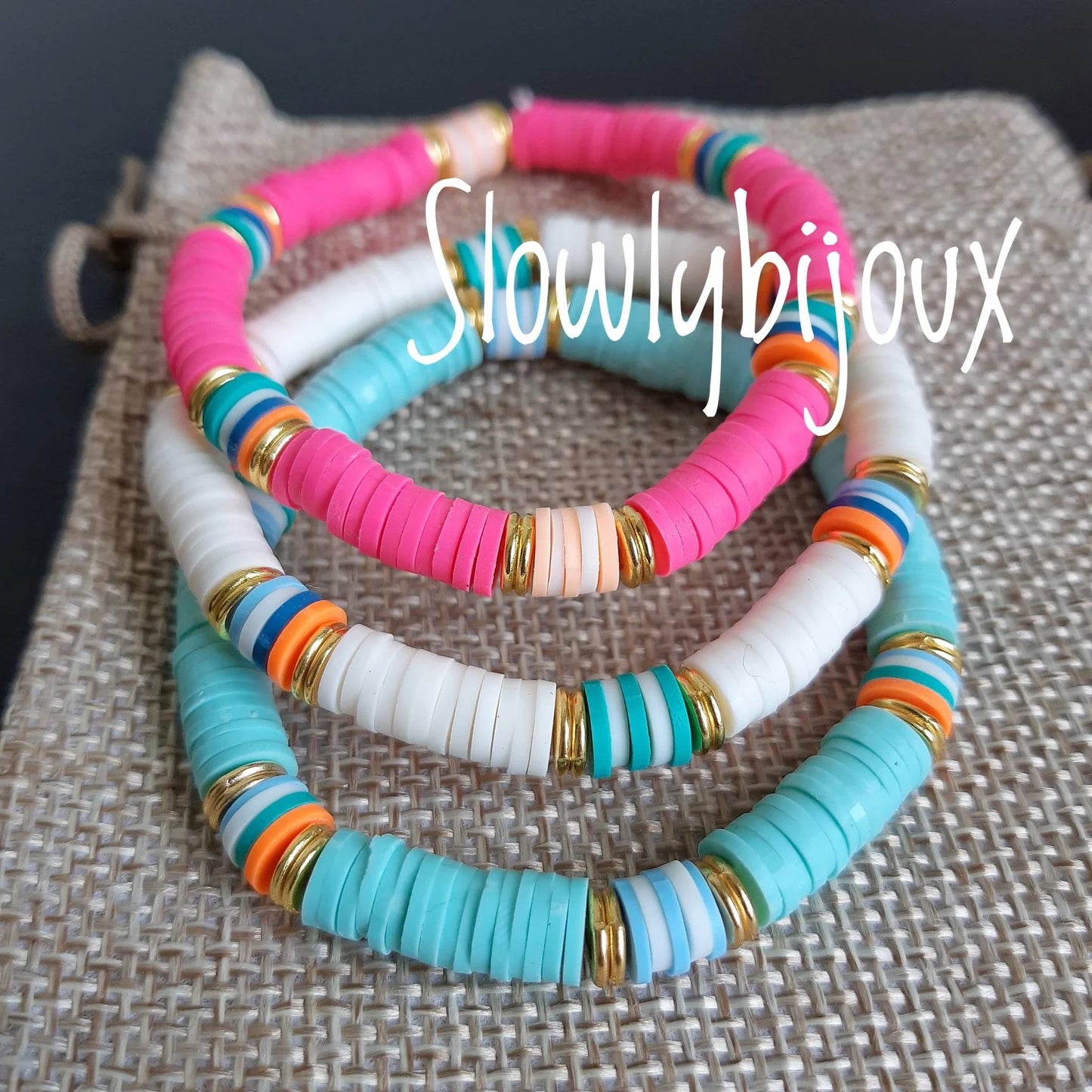 Bracelets perles heishi, bracelets surfeur 🏄🏻♀️