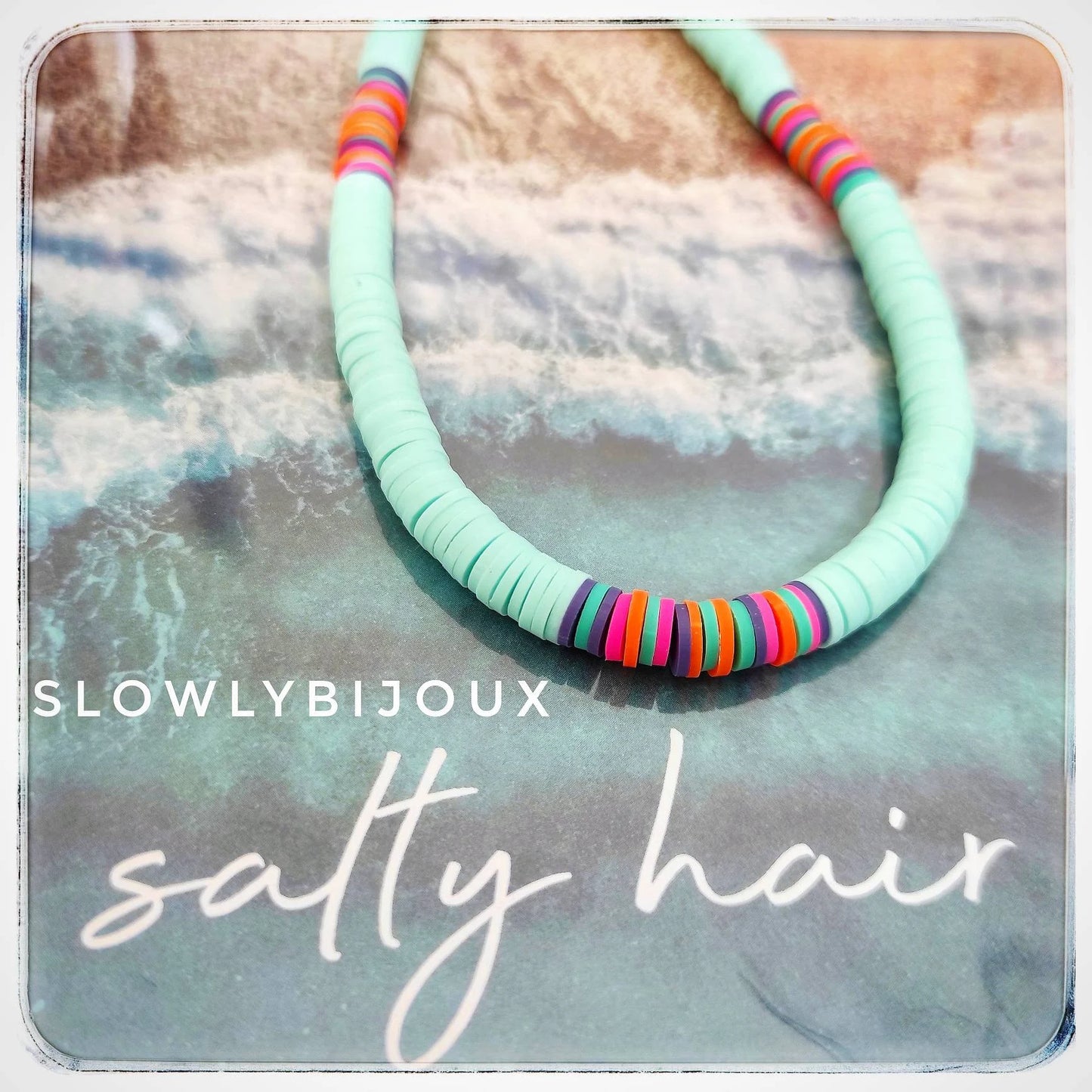 Collier de perles, collier surfeur, collier heishi, plage, summer, été, surfer, heishi, bracelet offert, printemps été, idée cadeau
