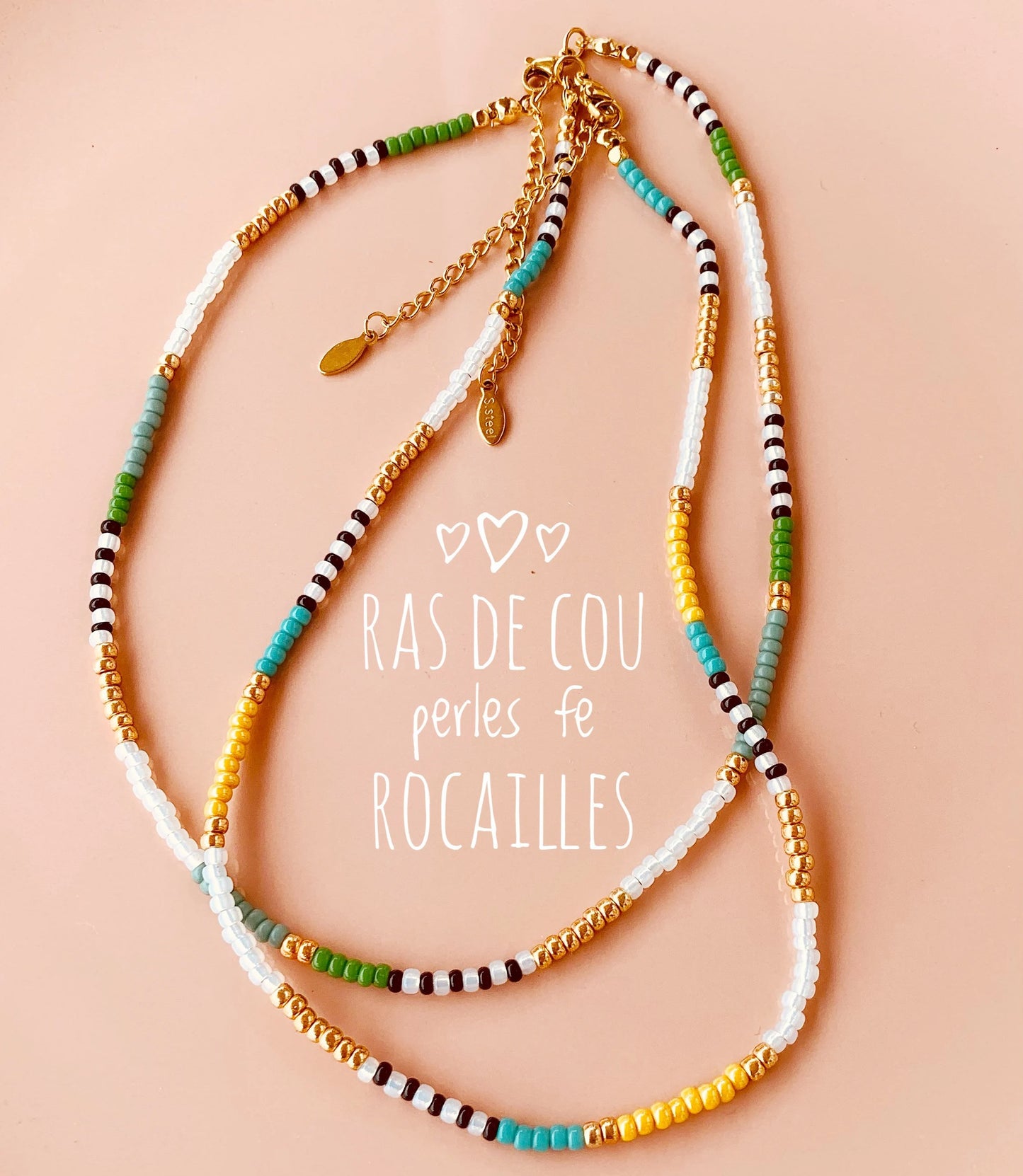 Collier perles rocailles, collier ras de cou, collier fin, collier de perles, choker, necklace, coller, printemps été, gift, idée cadeau