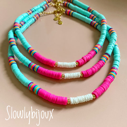 Collier surfeur coquillage et perles Heishi