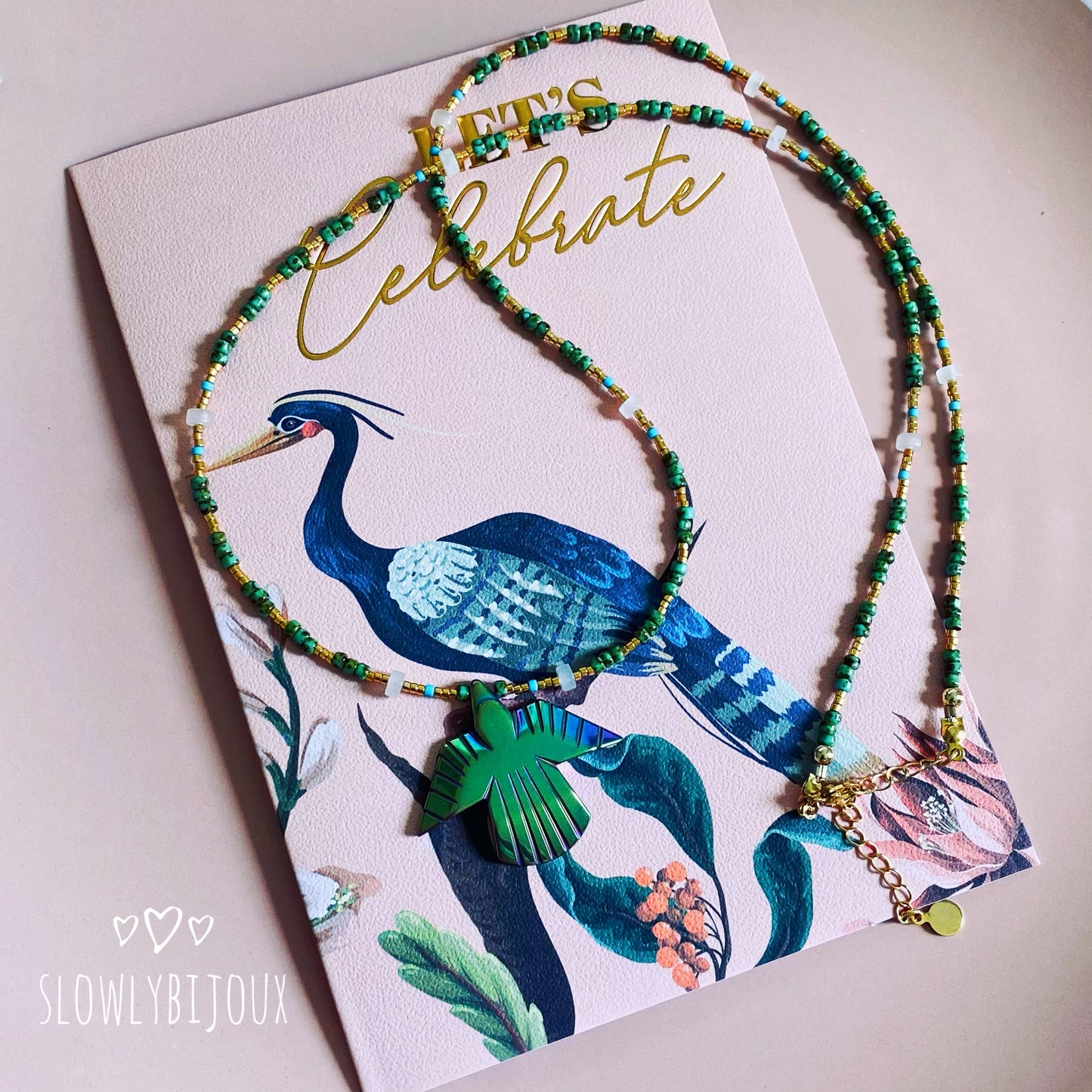 Sautoir totem oiseau