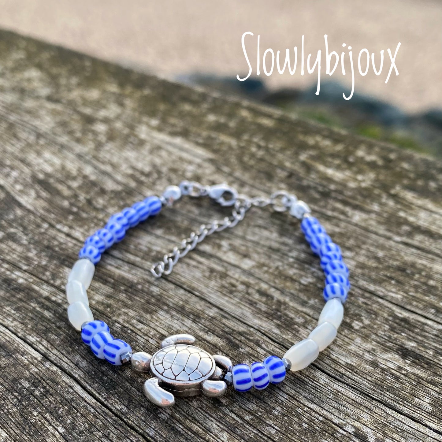 Bracelet de perle de nacre et Tortue acier inoxydable