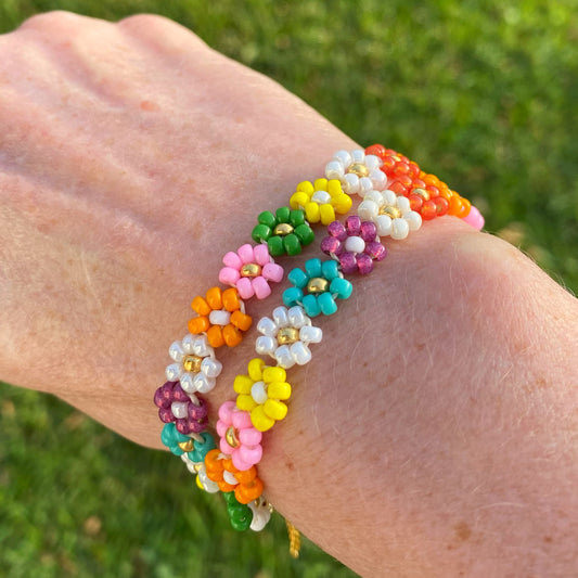 Bracelet marguerite double rocaille miyuki