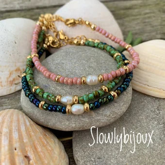 Bracelet de perles de rocailles miyuki et perle d'eau