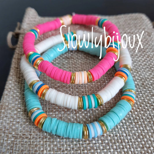 Bracelets perles heishi, bracelets surfeur 🏄🏻‍♀️